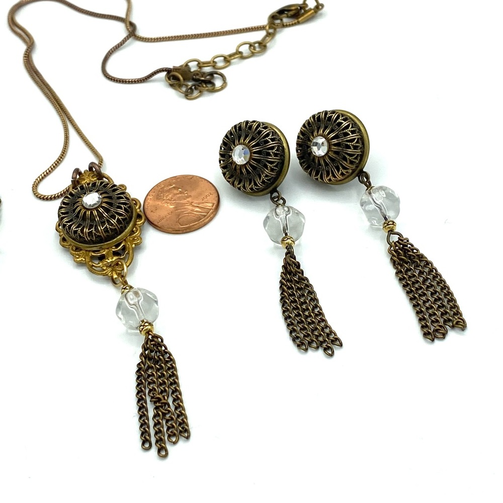 Bridgerton Inspired Jewelry Victorian necklace Earrings Bracelet Set - Picture 10 of 16